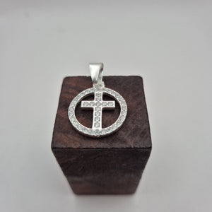 DIJE CRUZ C/CIRCONIAS PLATA .925 2.4 GR (NUEVO)