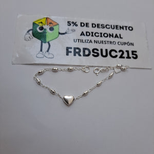 PULSERA TEJIDO CORAZON PLATA .925 18 CM 3.4 GR (NUEVO)