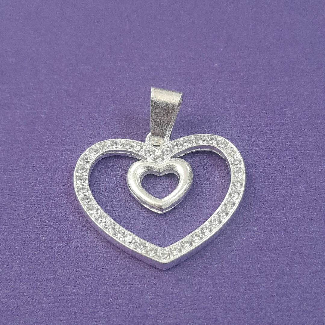 DIJE CORAZON C/CIRCONIAS PLATA .925 2.7 GR (NUEVO)