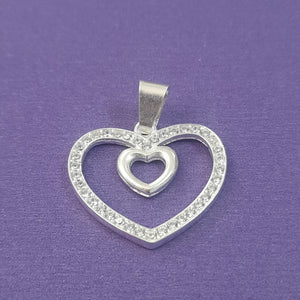 DIJE CORAZON C/CIRCONIAS PLATA .925 2.7 GR (NUEVO)