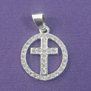 DIJE CRUZ C/CIRCONIAS PLATA .925 2.4 GR (NUEVO)