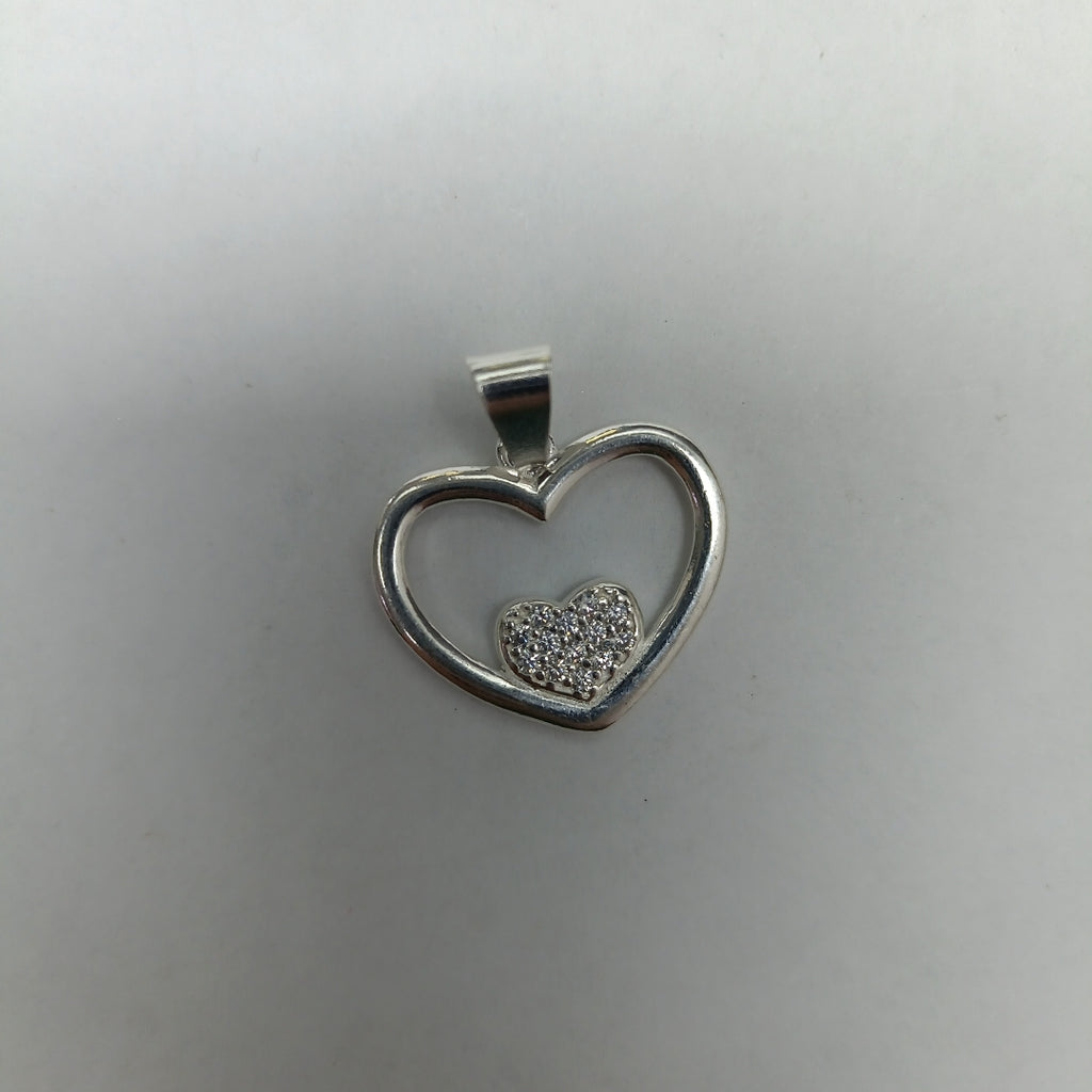DIJE CORAZON C/CIRCONIAS PLATA .925 2.6 GR (NUEVO)