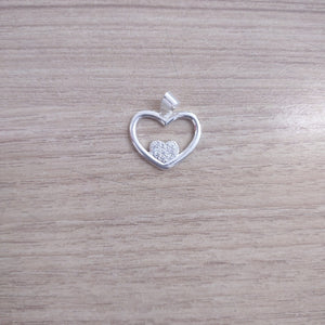 DIJE CORAZON C/CIRCONIAS PLATA .925 2.5 GR (NUEVO)