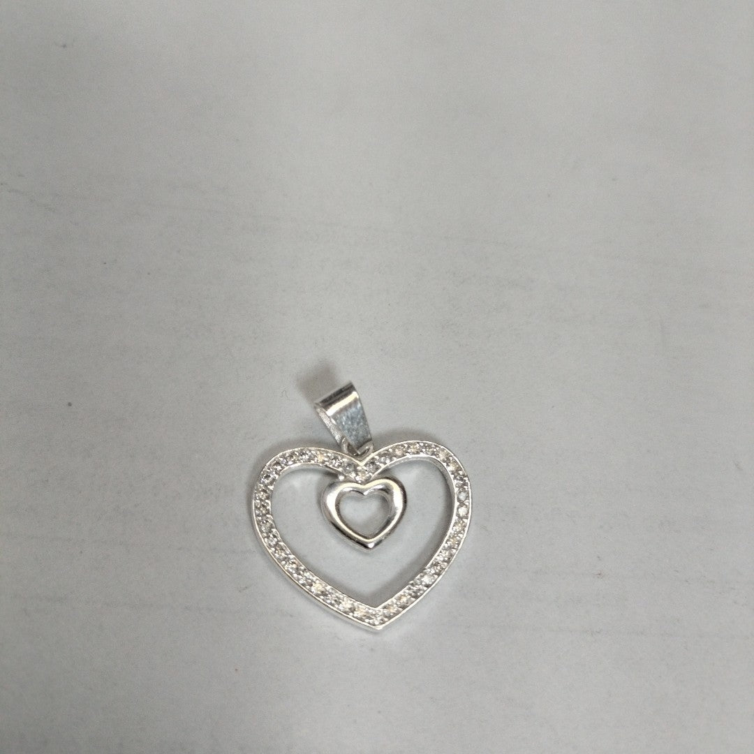 DIJE CORAZON C/CIRCONIAS PLATA .925 2.7 GR (NUEVO)