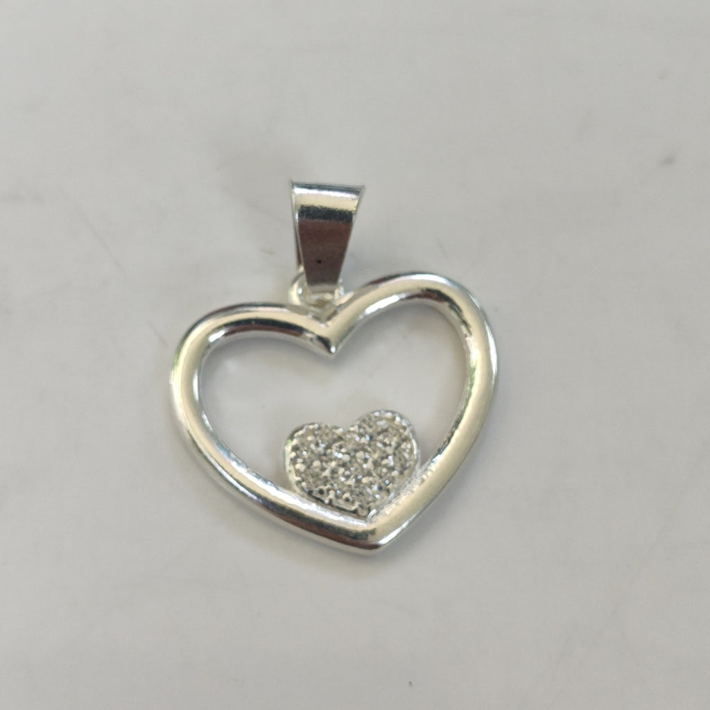 DIJE CORAZON C/CIRCONIAS PLATA .925 2.5 GR (NUEVO)