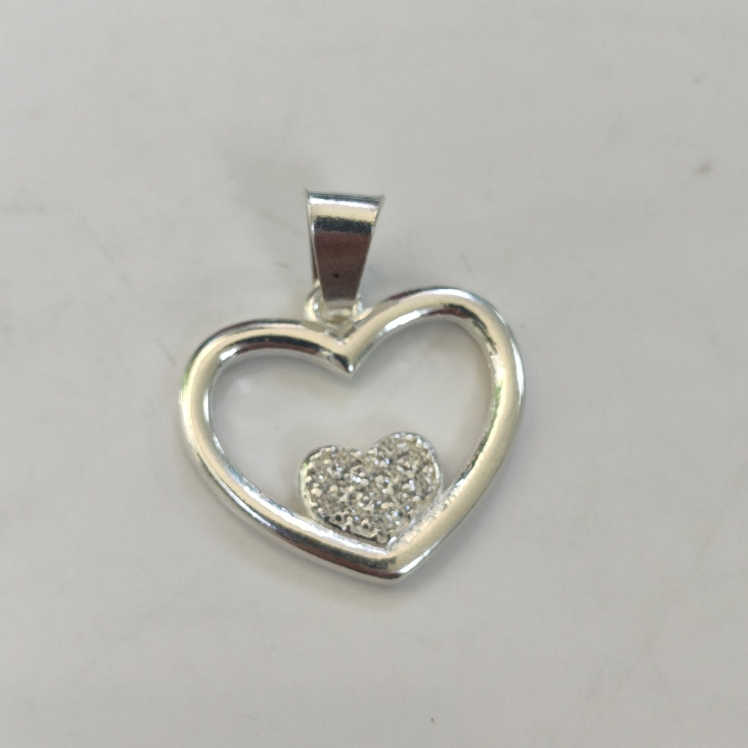 DIJE CORAZON C/CIRCONIAS PLATA .925 2.5 GR (NUEVO)