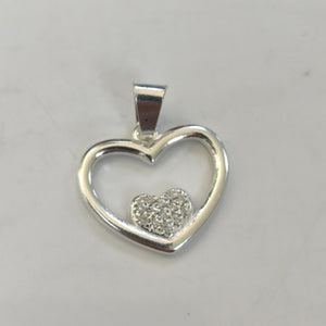 DIJE CORAZON C/CIRCONIAS PLATA .925 2.5 GR (NUEVO)