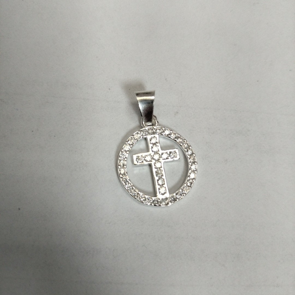 DIJE CRUZ C/CIRCONIAS PLATA .925 2.5 GR (NUEVO)