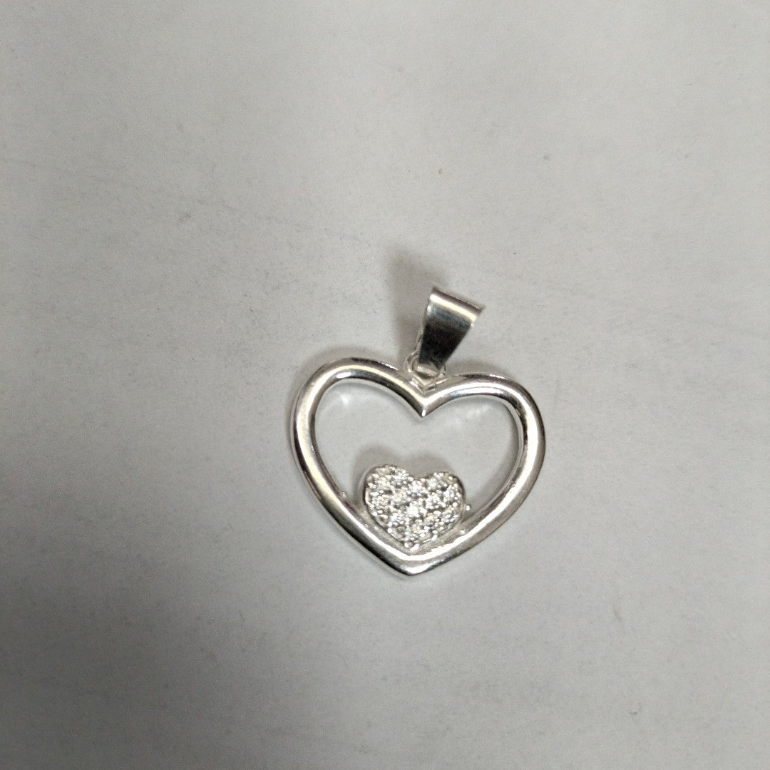 DIJE CORAZON C/CIRCONIAS PLATA .925 2.5 GR (NUEVO)
