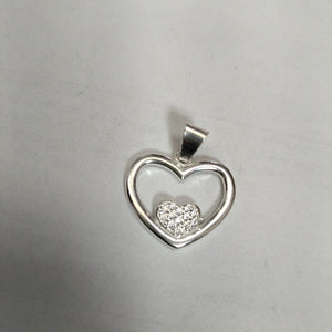 DIJE CORAZON C/CIRCONIAS PLATA .925 2.5 GR (NUEVO)