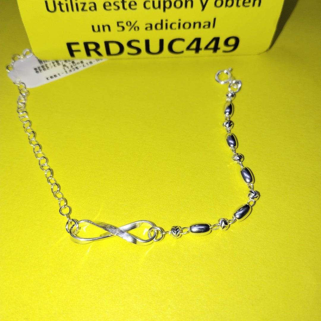 PULSERA TEJIDO INFINITO PLATA .925 18 CM 2.4 GR (NUEVO)