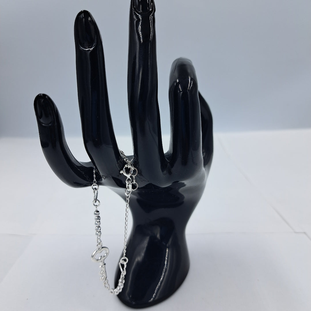 PULSERA TEJIDO LLAVE PLATA .925 18 CM 2.3 GR (NUEVO)
