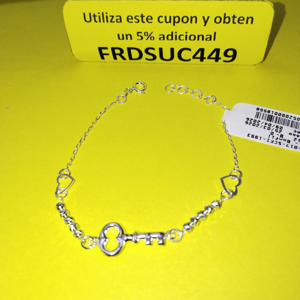 PULSERA TEJIDO LLAVE PLATA .925 18 CM 2.3 GR (NUEVO)