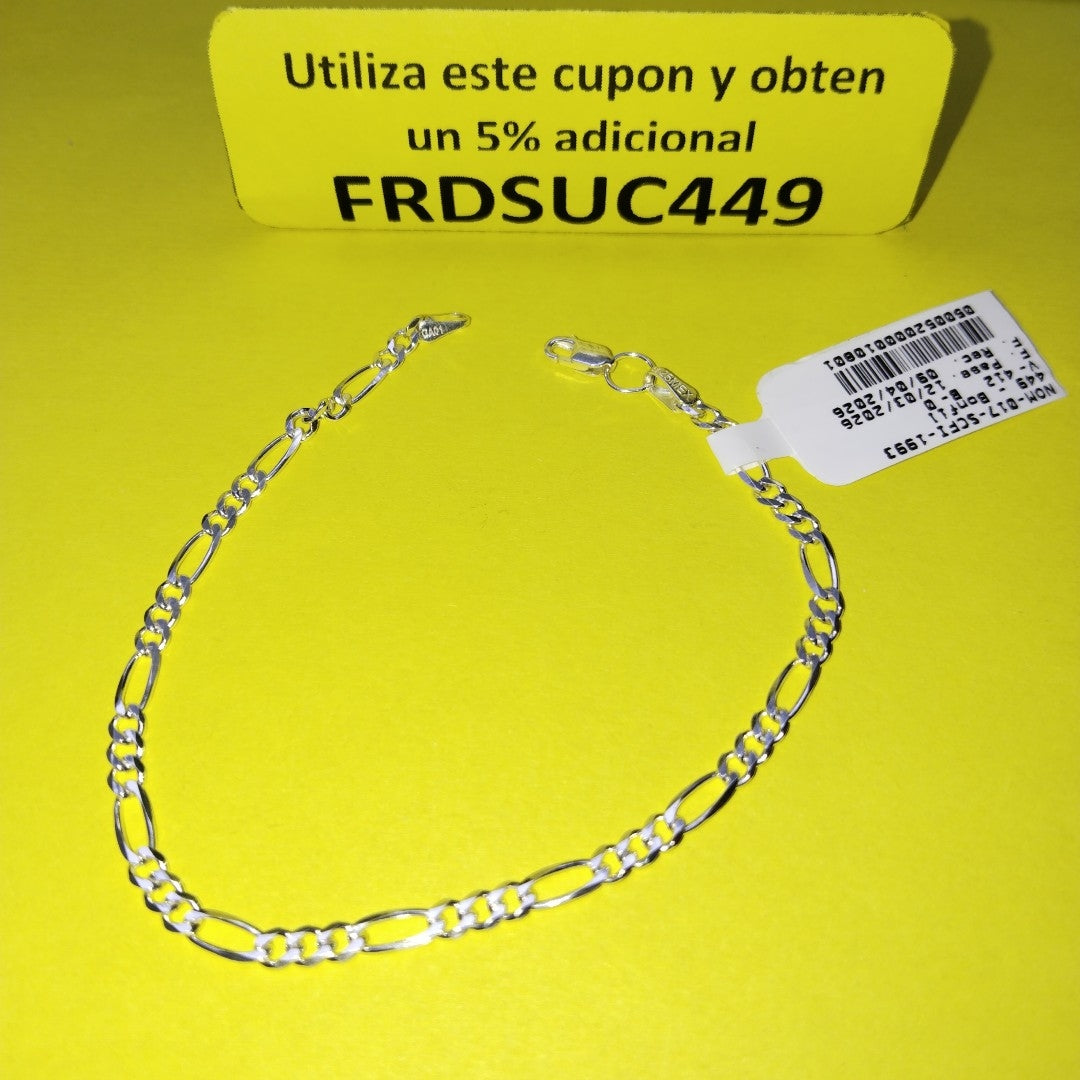 PULSERA TEJIDO 3X1 PLATA .925 18 CM 2.9 GR (NUEVO)