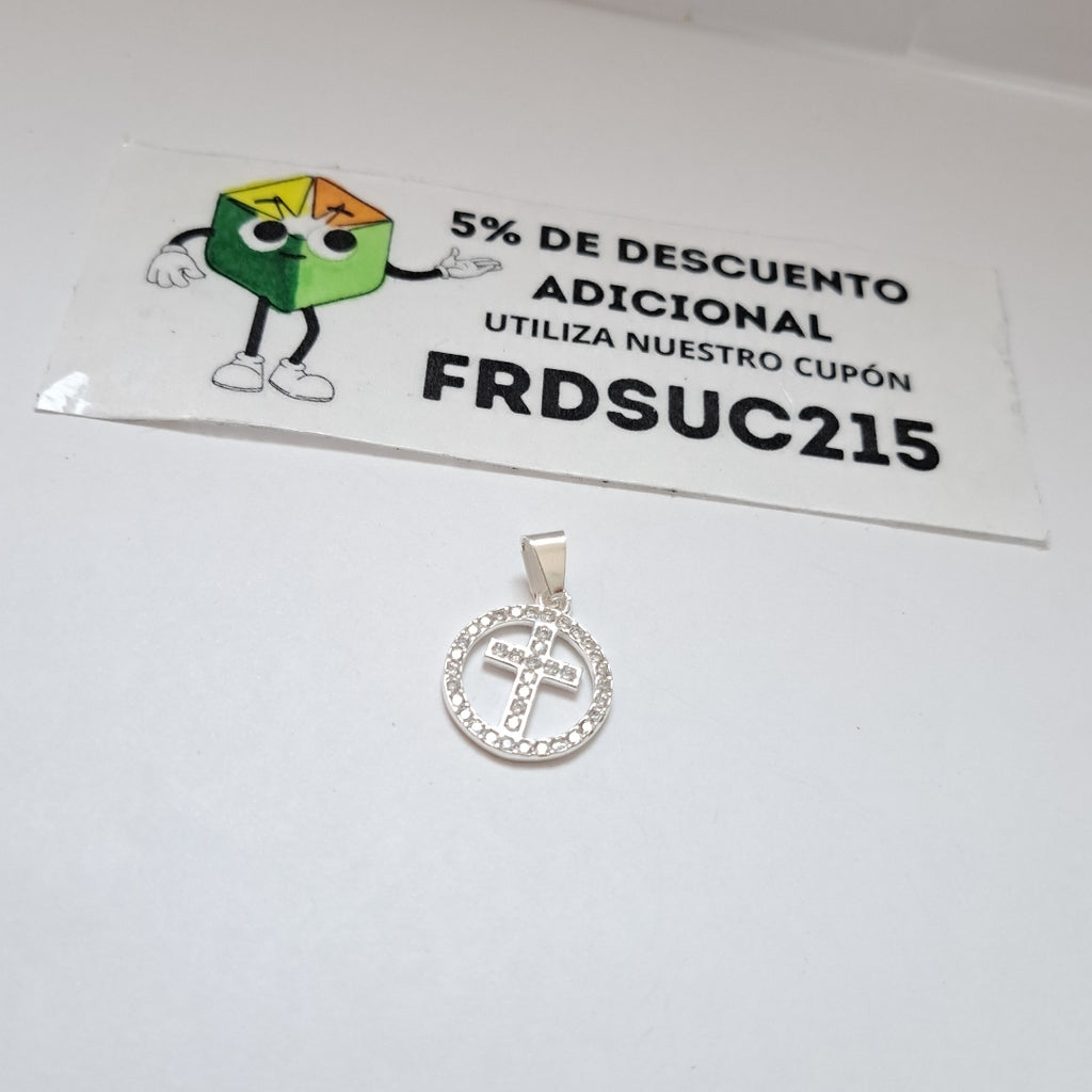 DIJE CRUZ C/CIRCONIAS PLATA .925 2.4 GR (NUEVO)
