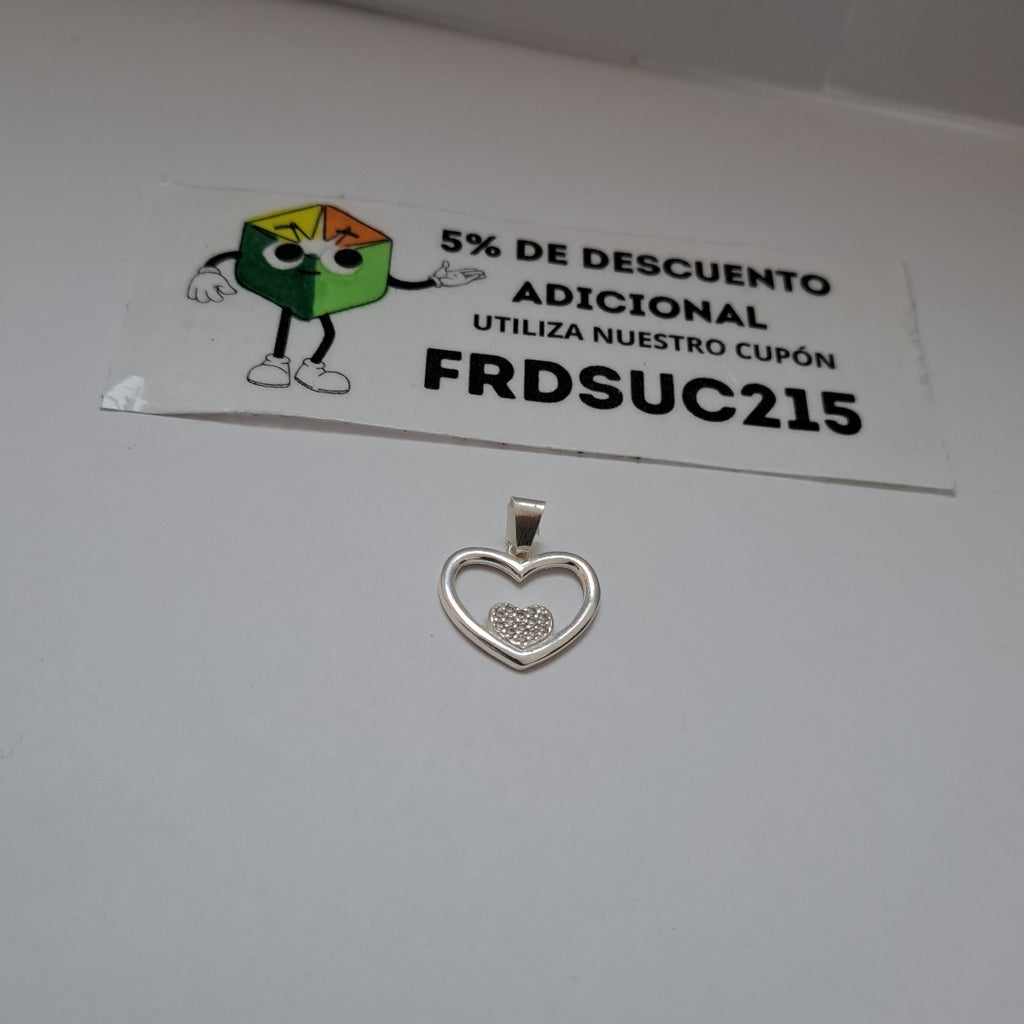 DIJE CORAZON C/CIRCONIAS PLATA .925 2.5 GR (NUEVO)