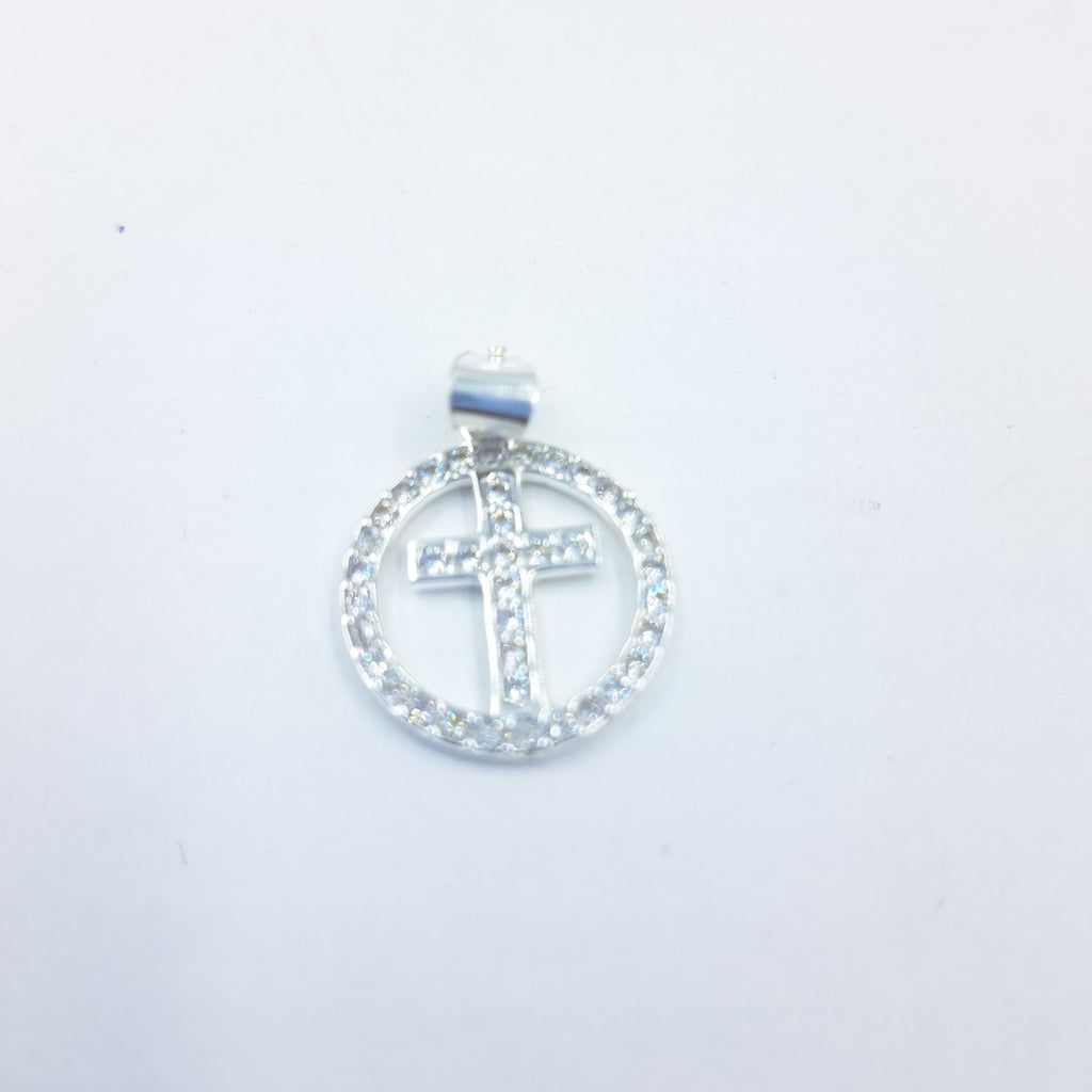 DIJE CRUZ C/CIRCONIAS PLATA .925 2.4 GR (NUEVO)