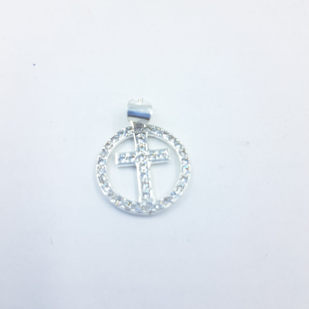 DIJE CRUZ C/CIRCONIAS PLATA .925 2.4 GR (NUEVO)