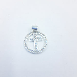 DIJE CRUZ C/CIRCONIAS PLATA .925 2.4 GR (NUEVO)