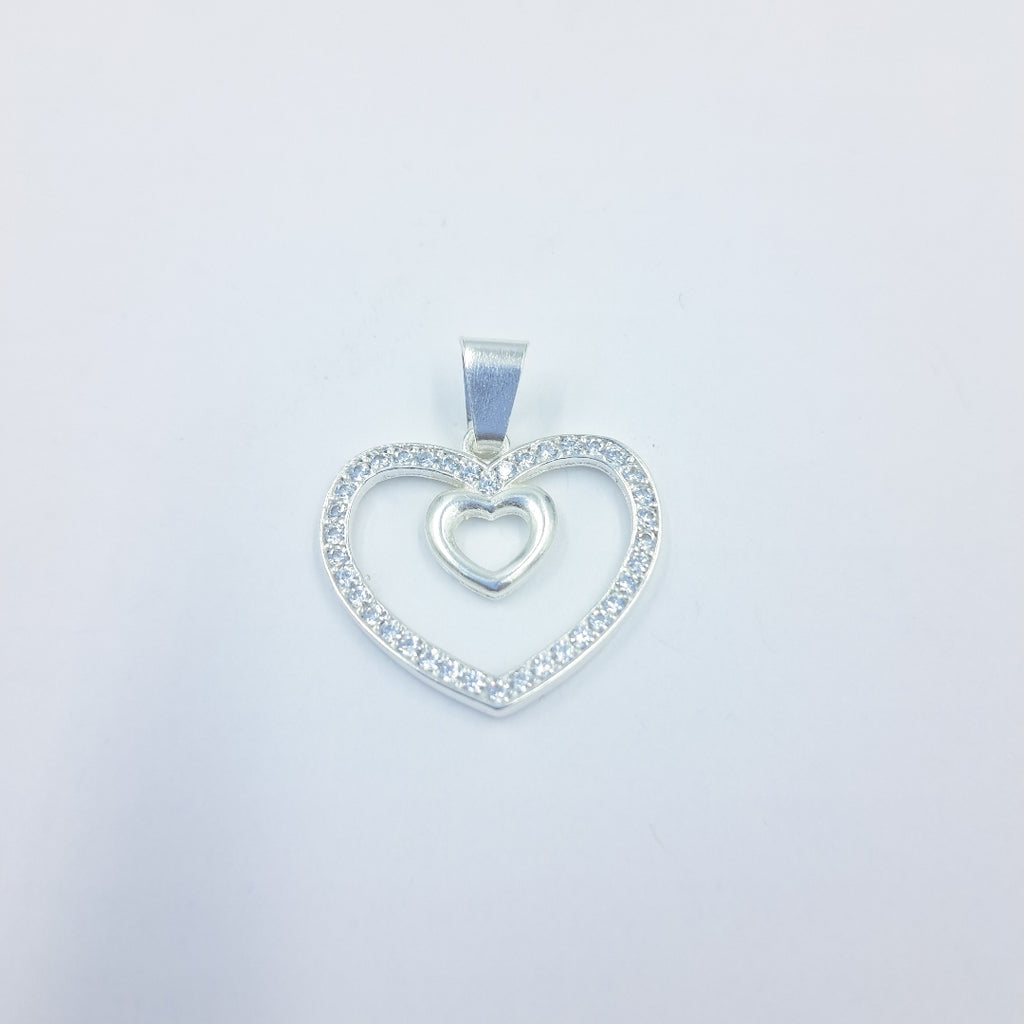 DIJE CORAZON C/CIRCONIAS PLATA .925 2.7 GR (NUEVO)