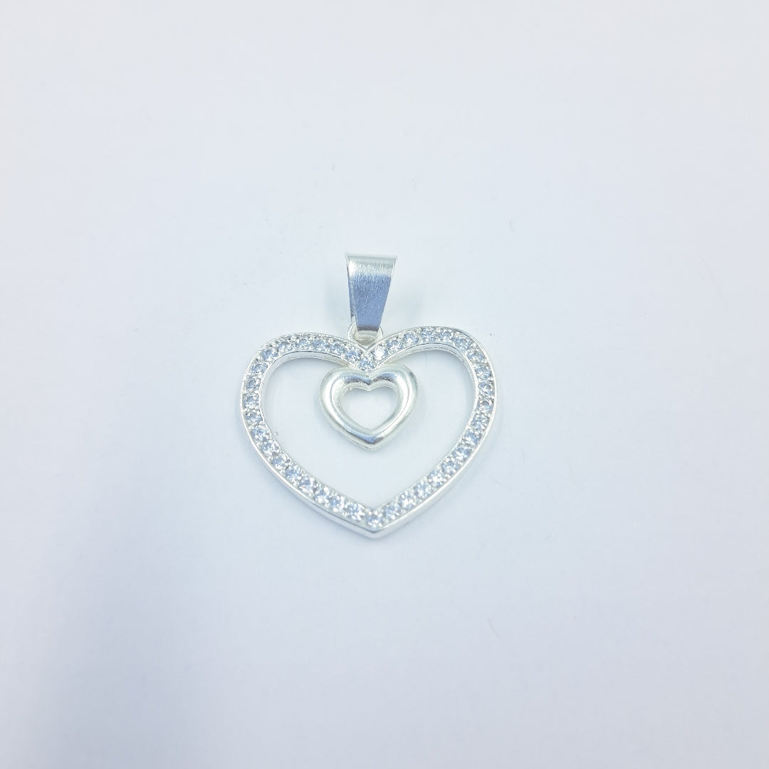 DIJE CORAZON C/CIRCONIAS PLATA .925 2.7 GR (NUEVO)