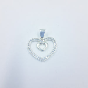 DIJE CORAZON C/CIRCONIAS PLATA .925 2.7 GR (NUEVO)