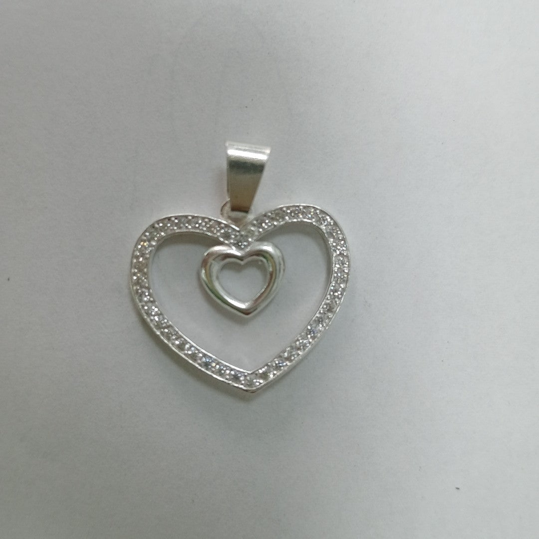 DIJE CORAZON C/CIRCONIAS PLATA .925 2.7 GR (NUEVO)