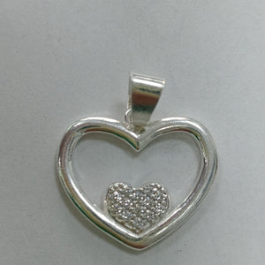 DIJE CORAZON C/CIRCONIAS PLATA .925 2.5 GR (NUEVO)