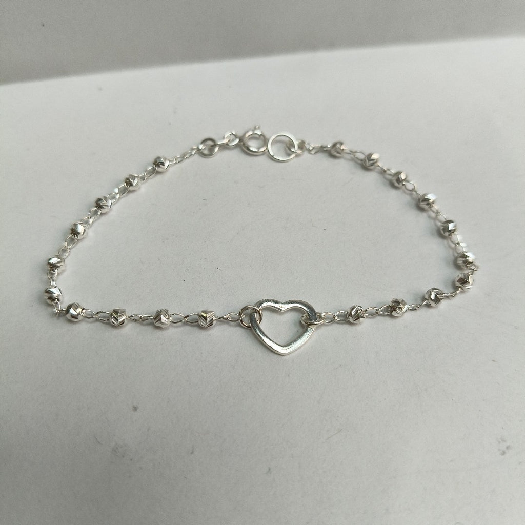 PULSERA TEJIDO CORAZON PLATA .925 18 CM 1.9 GR (NUEVO)