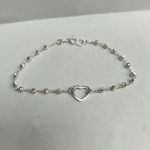 PULSERA TEJIDO CORAZON PLATA .925 18 CM 1.9 GR (NUEVO)