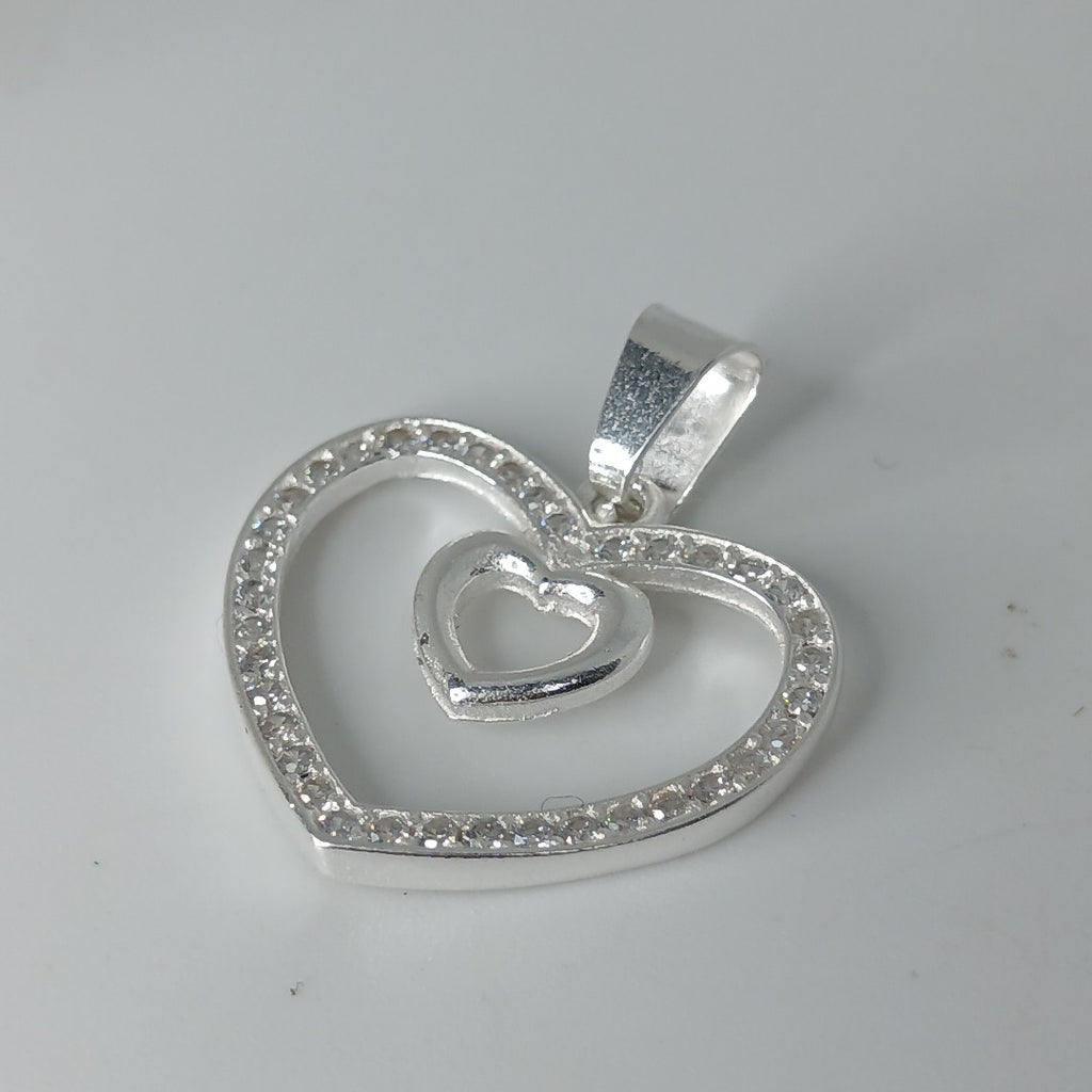 DIJE CORAZON C/CIRCONIAS PLATA .925 2.7 GR (NUEVO)