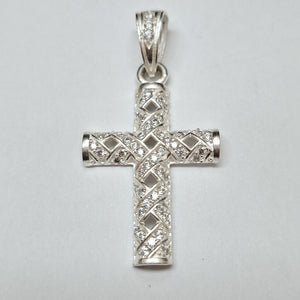 DIJE CRUZ C/CIRCONIAS PLATA .925 7.7 GR (NUEVO)