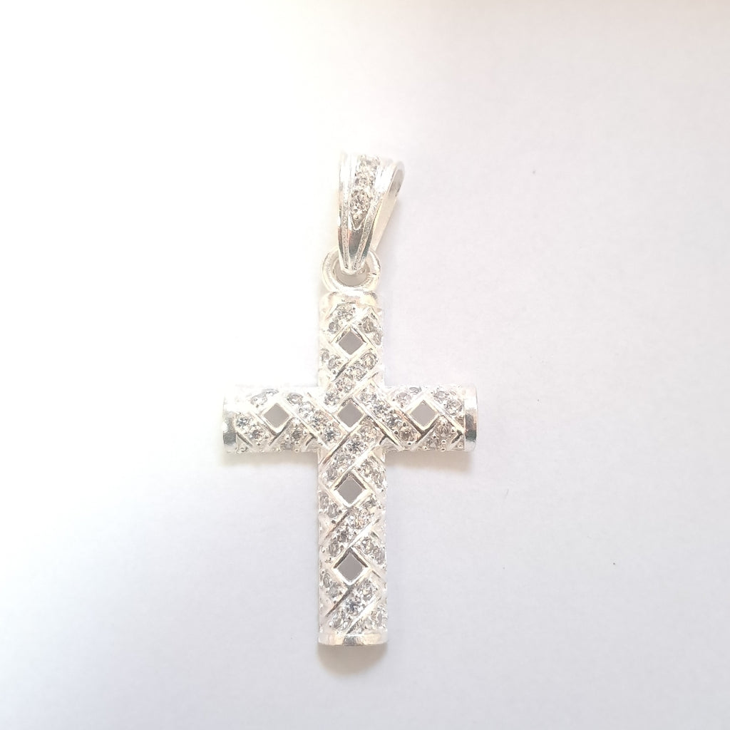 DIJE CRUZ C/CIRCONIAS PLATA .925 8 GR (NUEVO)