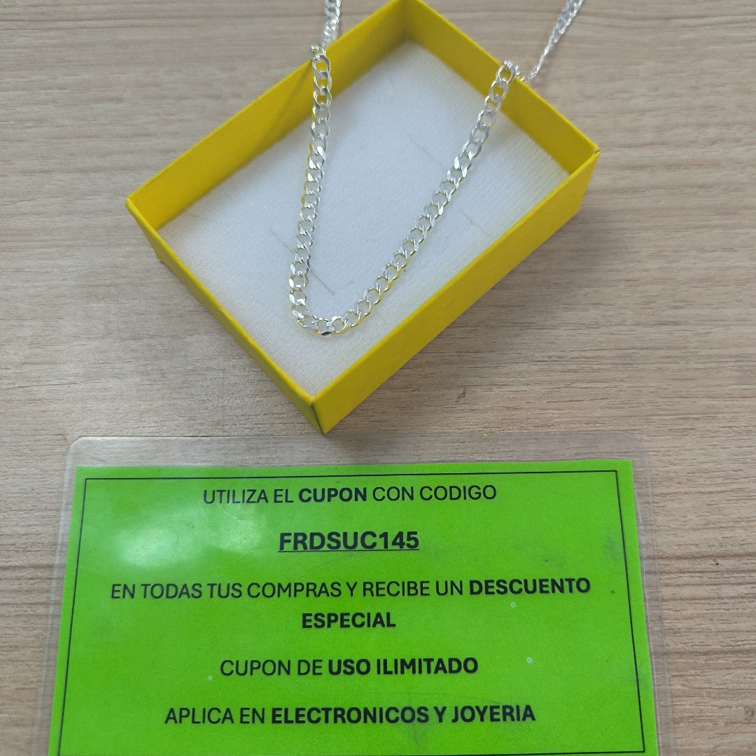 CADENA TEJIDO BARBADO PLATA .925 60 CM 14.1 GR (NUEVO)