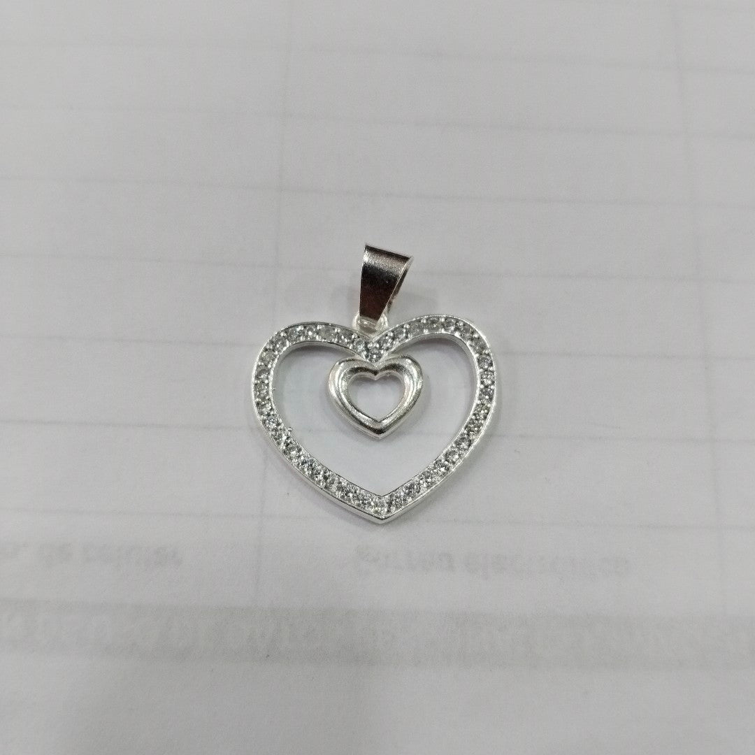DIJE CORAZON C/CIRCONIAS PLATA .925 2.7 GR (NUEVO)
