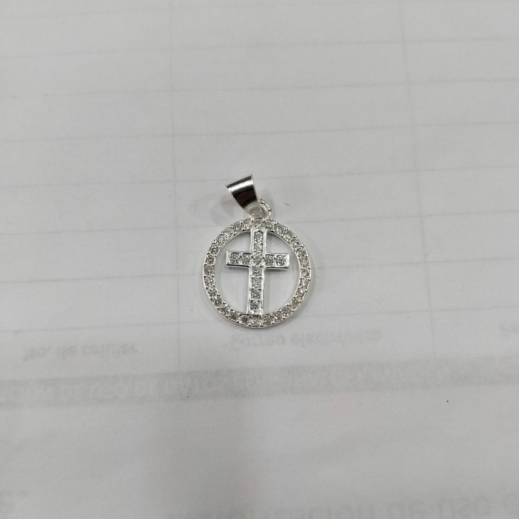 DIJE CRUZ C/CIRCONIAS PLATA .925 2.5 GR (NUEVO)