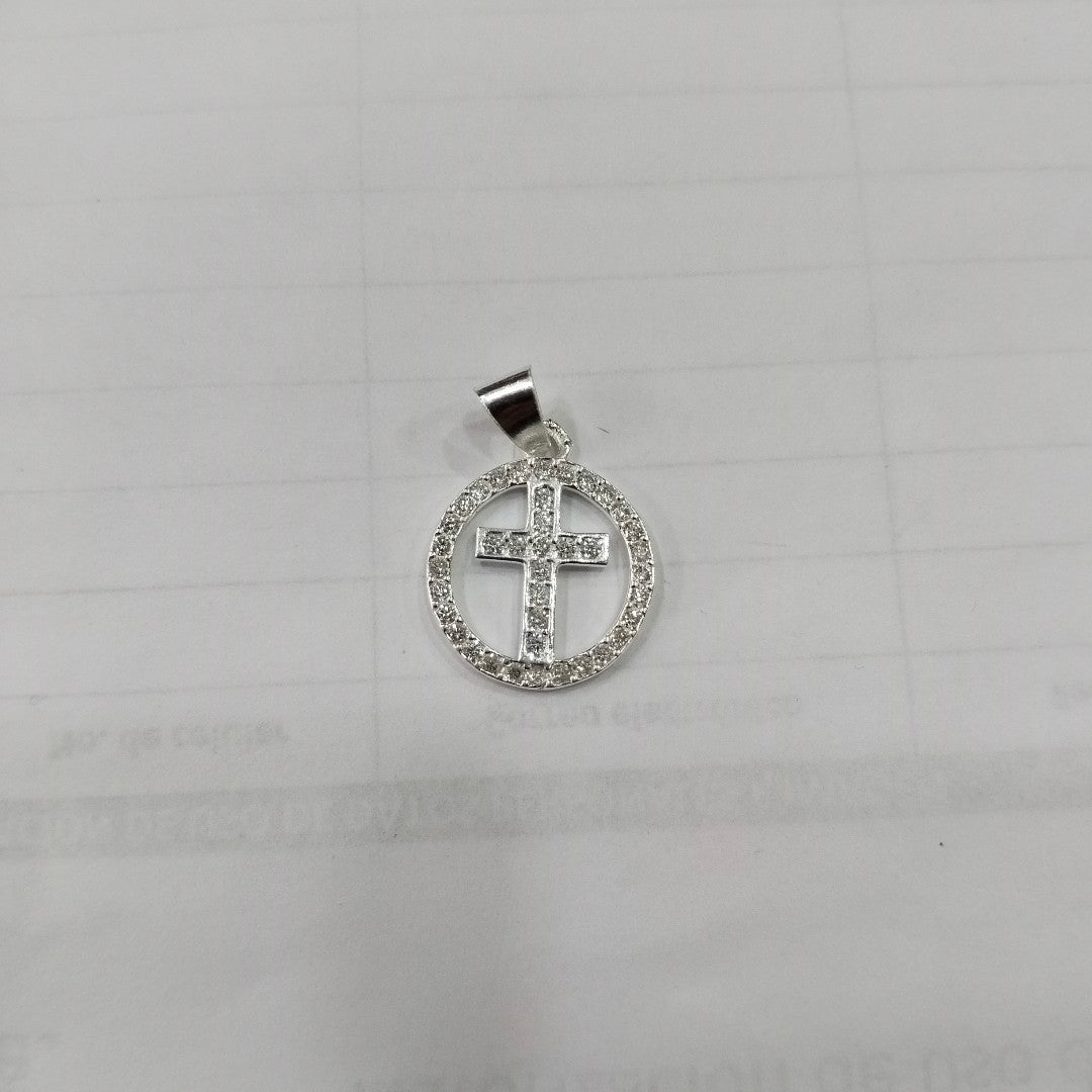 DIJE CRUZ C/CIRCONIAS PLATA .925 2.5 GR (NUEVO)