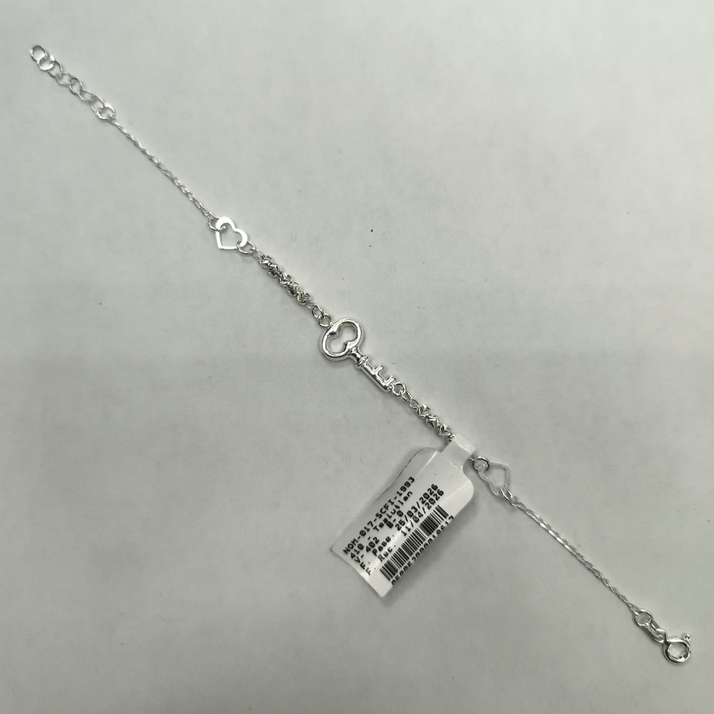 PULSERA TEJIDO LLAVE PLATA .925 18 CM 2.4 GR (NUEVO)