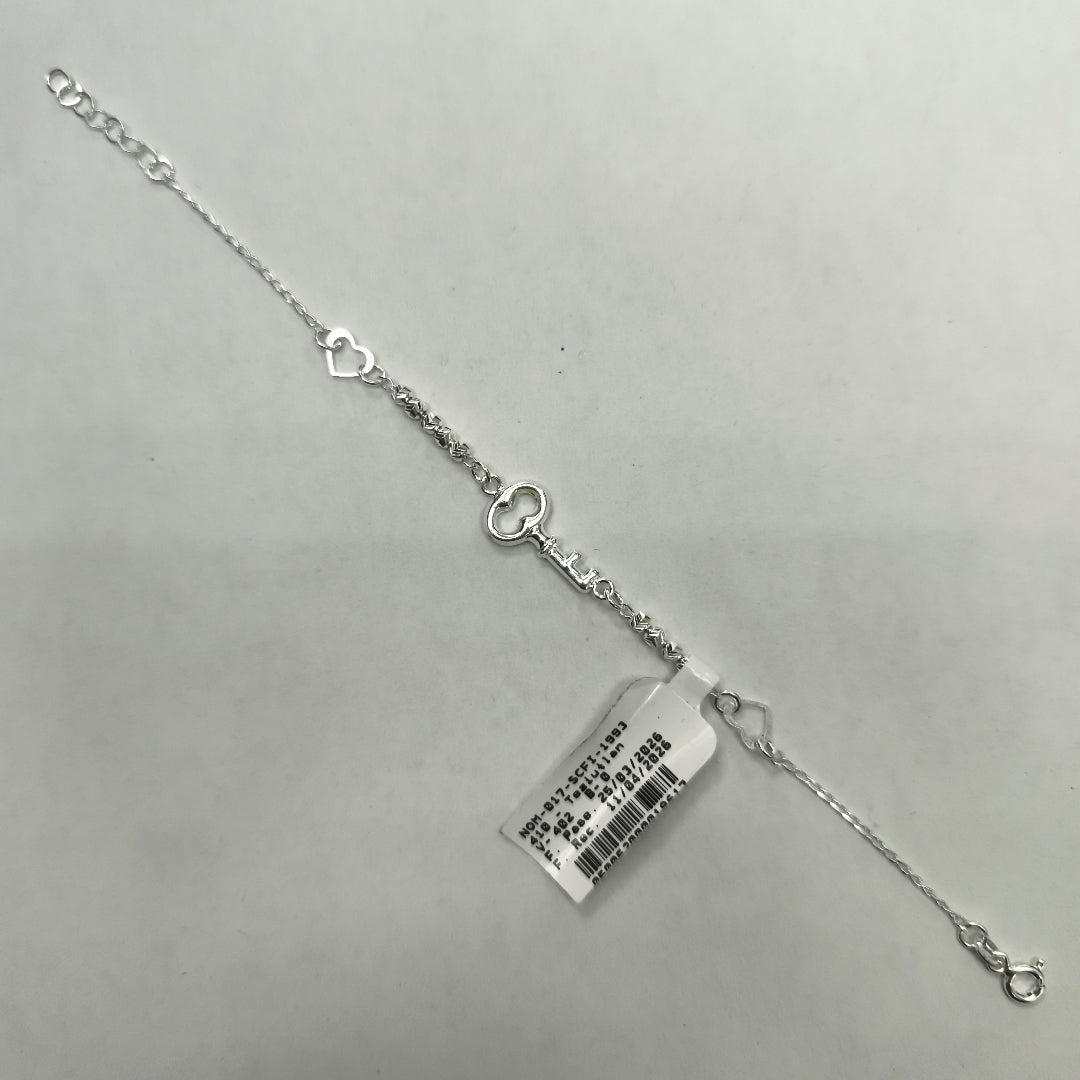 PULSERA TEJIDO LLAVE PLATA .925 18 CM 2.4 GR (NUEVO)