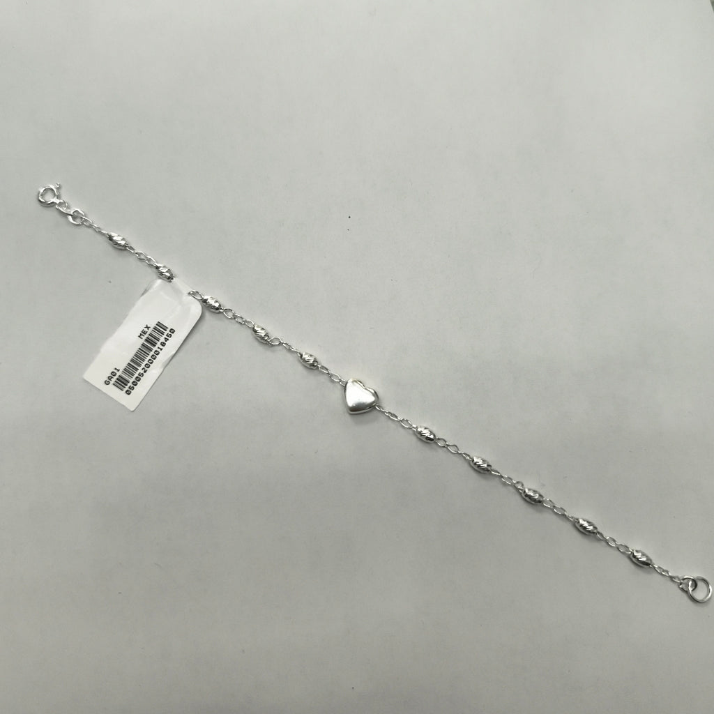 PULSERA TEJIDO CORAZON PLATA .925 18 CM 3.3 GR (NUEVO)