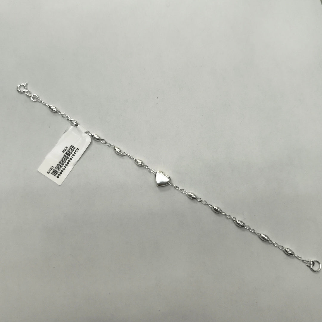PULSERA TEJIDO CORAZON PLATA .925 18 CM 3.3 GR (NUEVO)