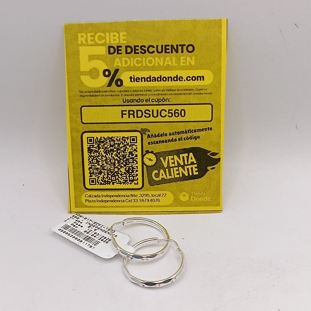 PAR ARRACADAS FACETADA PLATA .925 2.1 GR (NUEVO)