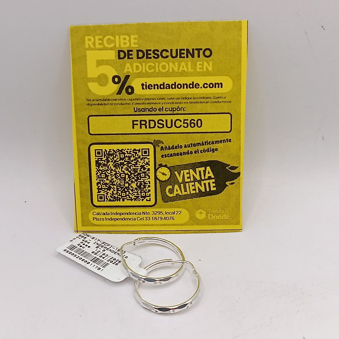 PAR ARRACADAS FACETADA PLATA .925 2.1 GR (NUEVO)