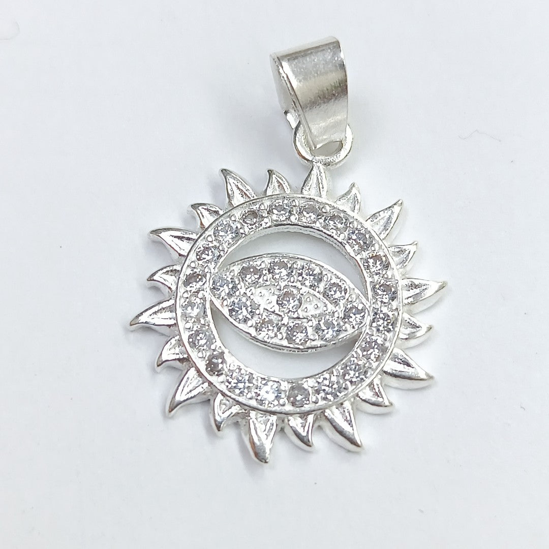 DIJE OJO MAGICO CON CIRCONIAS PLATA .925 2 GR (NUEVO)