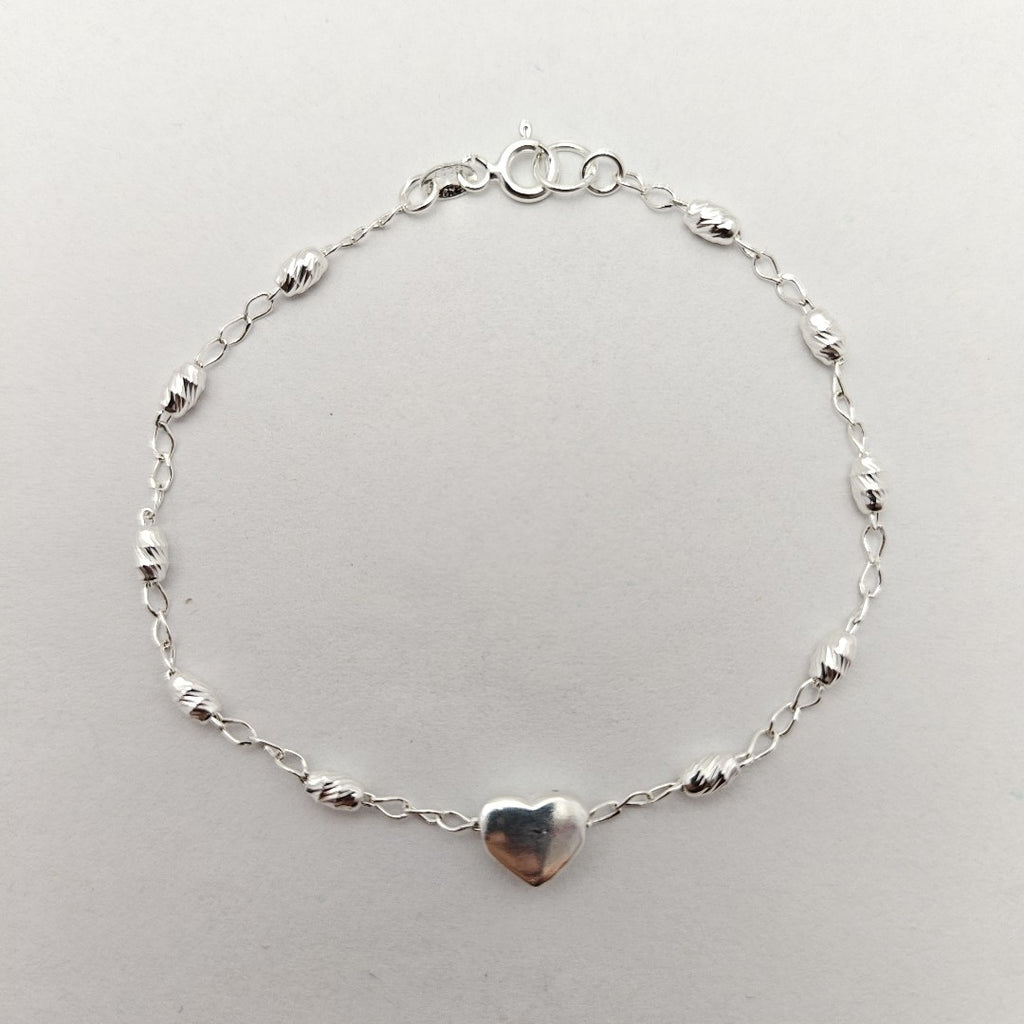 PULSERA TEJIDO CORAZON PLATA .925 18 CM 3.3 GR (NUEVO)