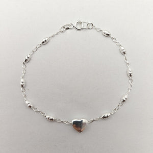 PULSERA TEJIDO CORAZON PLATA .925 18 CM 3.3 GR (NUEVO)