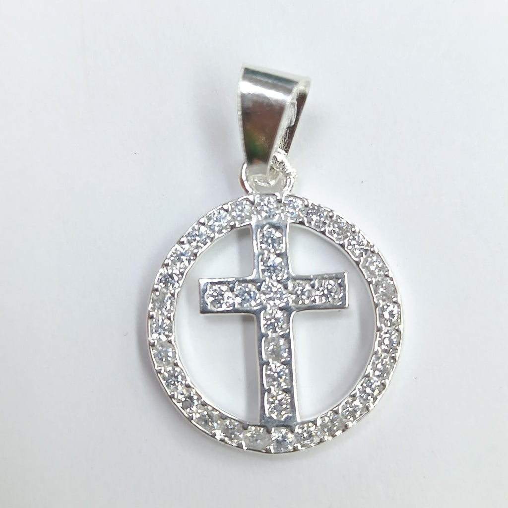 DIJE CRUZ C/CIRCONIAS PLATA .925 2.5 GR (NUEVO)