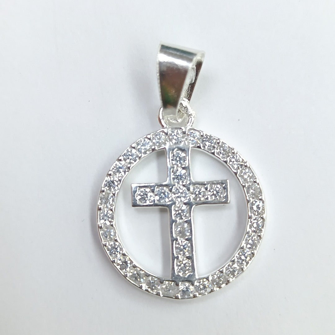 DIJE CRUZ C/CIRCONIAS PLATA .925 2.5 GR (NUEVO)