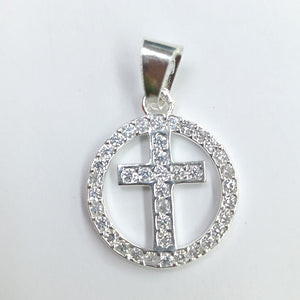 DIJE CRUZ C/CIRCONIAS PLATA .925 2.5 GR (NUEVO)