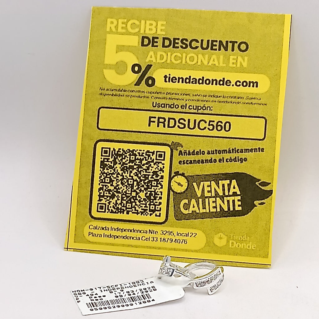 HUGGIES CIRCONIAS PLATA .925 1.9 GR (NUEVO)